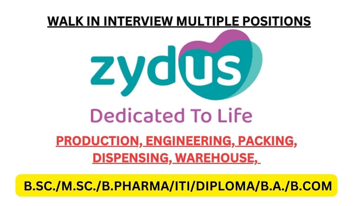 Zydus Lifesciences Hiring B.Sc./M.Sc./B.Pharma