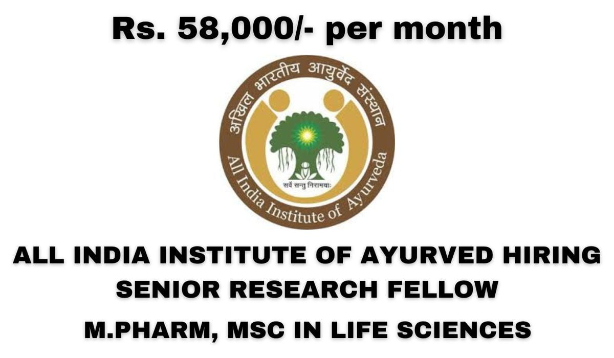 [Rs. 58k per month] All India Institute of Ayurved Hiring M.Pharm, MSc in Life Sciences