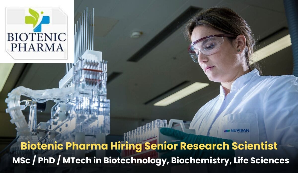 Biotenic Pharma Hiring Senior Research Scientist