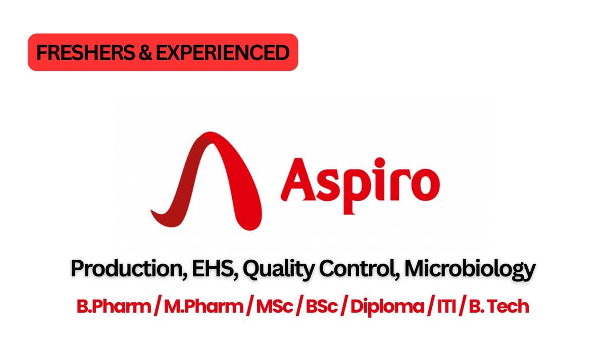 (Freshers & Experienced) Aspiro Pharma Hiring Production, EHS, Quality Control, Microbiology
