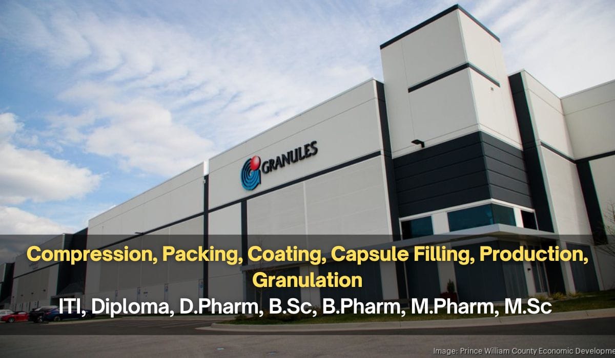 Granules India Limited Hiring Compression, Packing, Coating, Capsule Filling, Production, Granulation