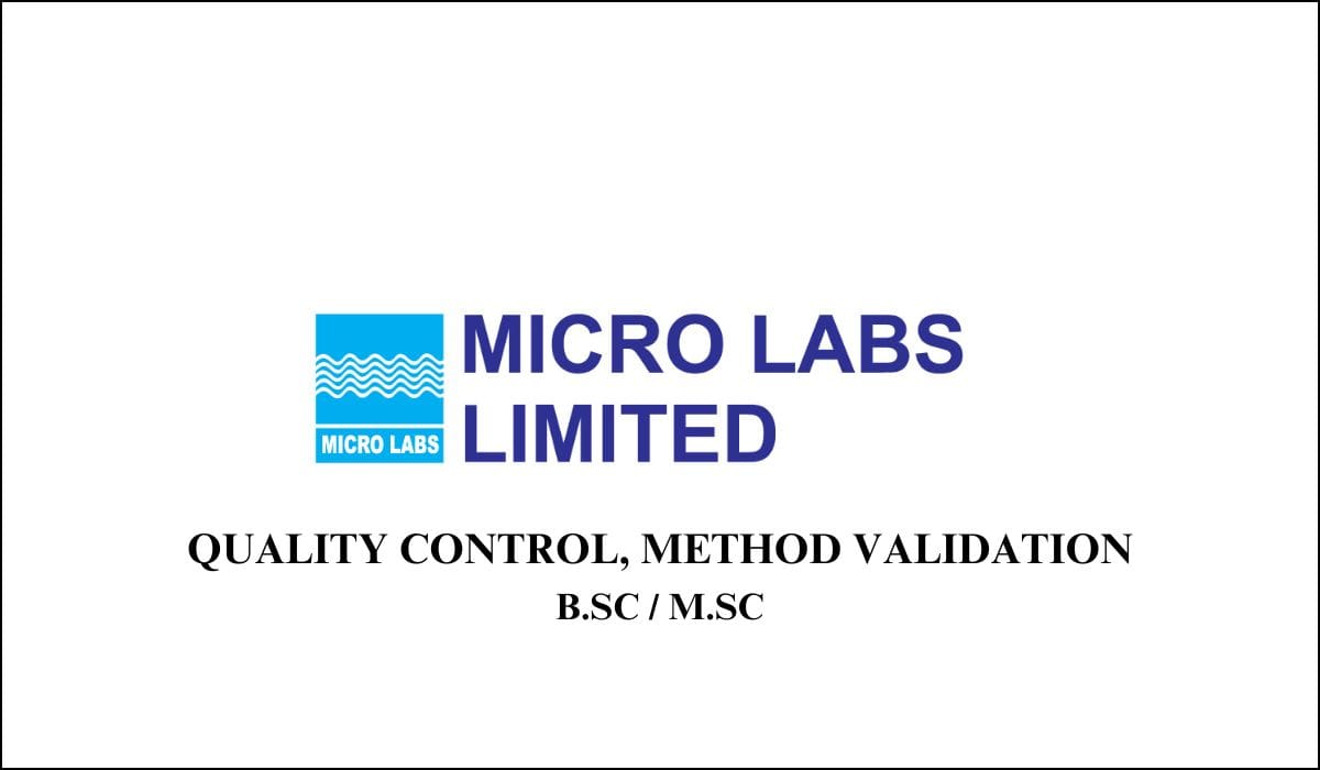 Micro Labs Hiring Quality Control, Method Validation