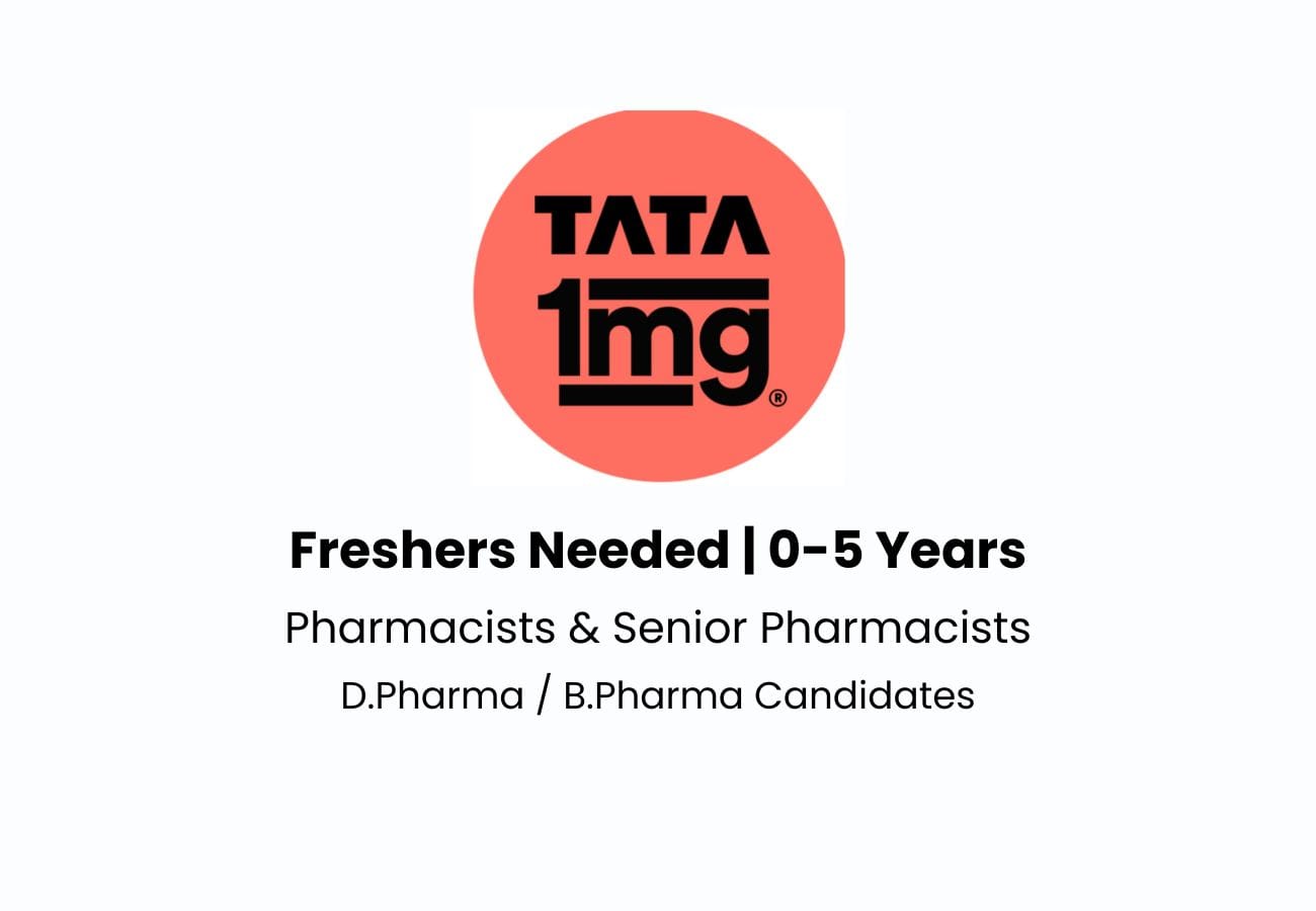 Tata 1mg Hiring for Freshers Pharmacists & Senior Pharmacists