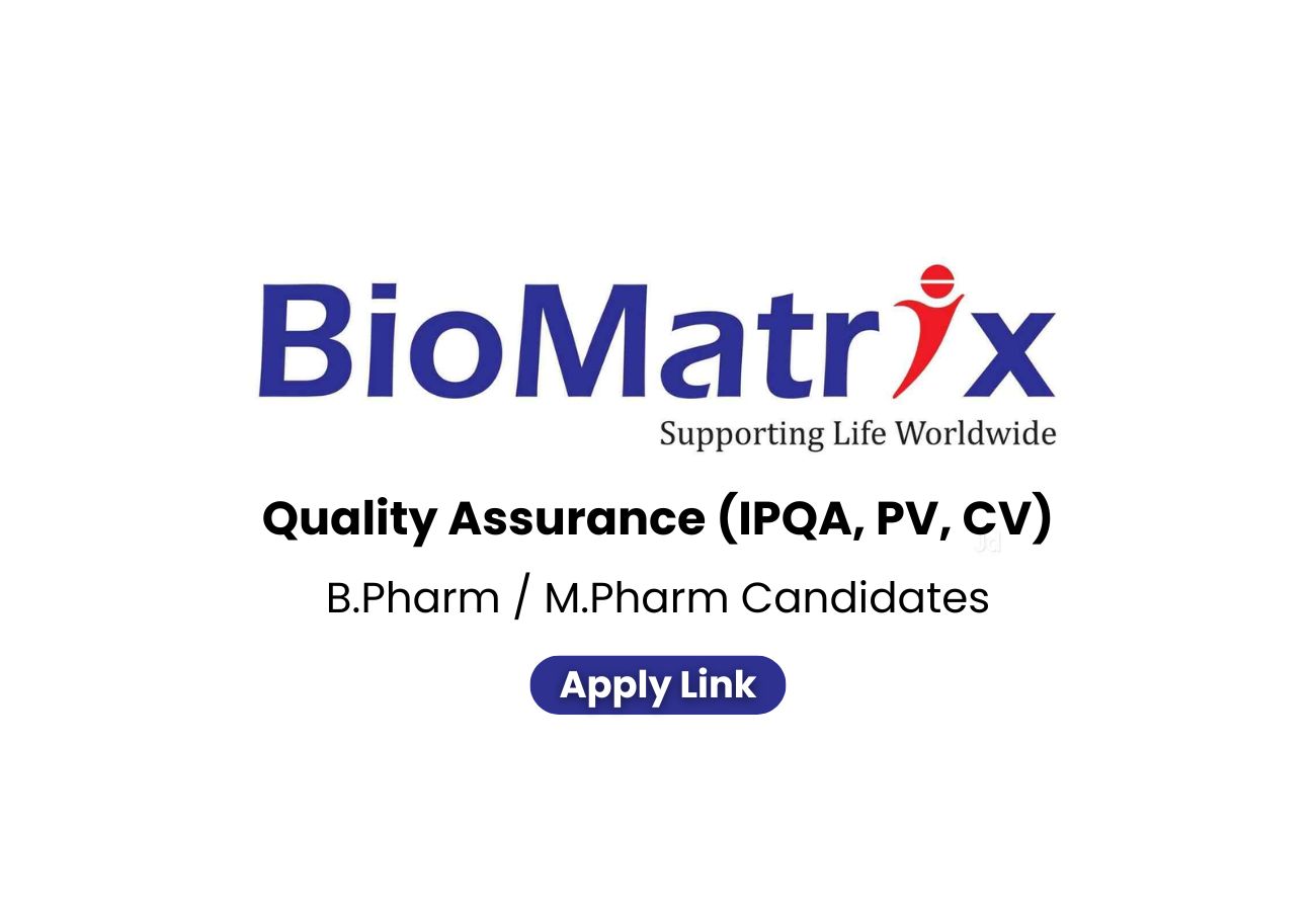 QA Manager Job at BioMatrix Healthcare – B.Pharm/M.Pharm Apply Now