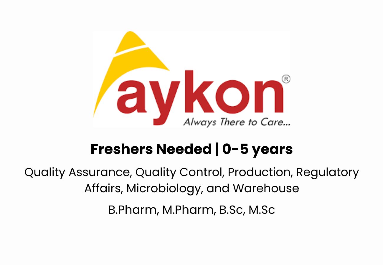 Freshers & Experienced Pharma Jobs – Aykon Biosciences Hiring on 7th & 8th June