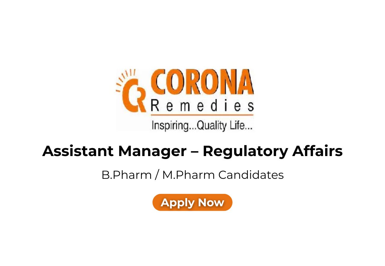 CORONA Remedies Hiring B.Pharm/M.Pharm for Regulatory Affairs