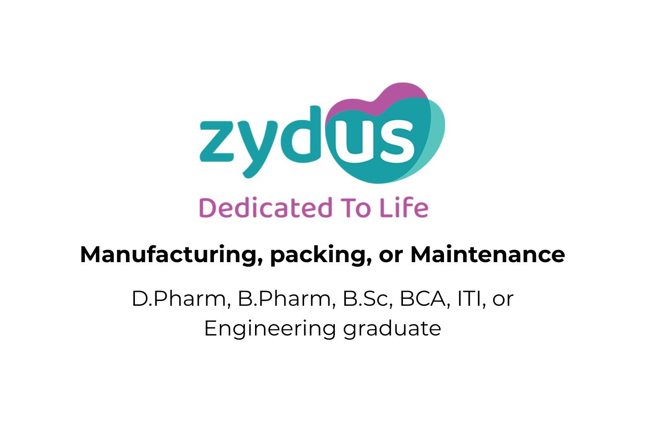 Multiple Vacancies at Zydus Lifesciences – Operator, Executive, AM Roles